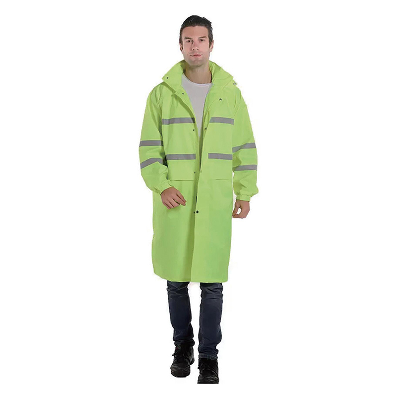 প্রতিফলিত লাইন সহ PVC Poncho রেইনকোট